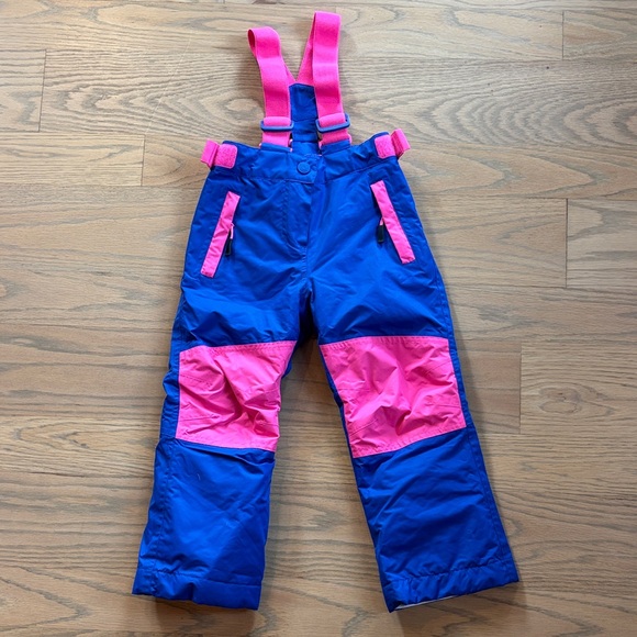 EUC Mini Boden bright blue & pint snow pants w suspenders, size 3-4 years 104 cm - Picture 1 of 3